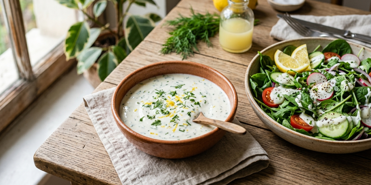 Vinaigrette au yaourt sans vinaigre, légère et savoureuse